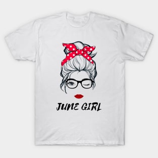 June Girl Woman Lady Wink Eye  Face Birthday Gift T-Shirt